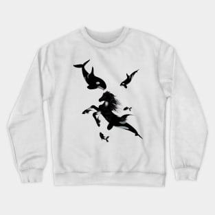 Wonderful little seahorse and orca Crewneck Sweatshirt